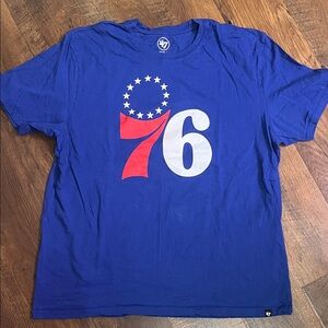 47 Men's Blue and Red Philadelphia 76ers Justin Harper Tee